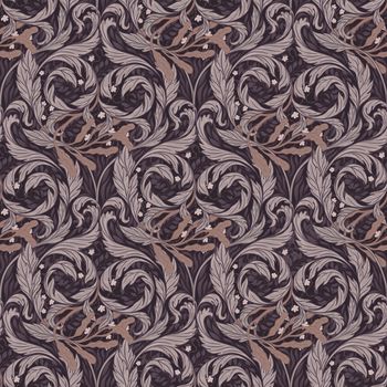 Floral vintage seamless pattern for retro wallpapers. Enchanted Vintage Flowers. Arts and Crafts movement inspired. Design for wrapping paper, wallpaper, fabrics.