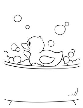 Rubber Duck Isolated Coloring Page for Kids