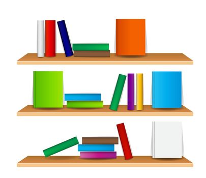 Bookshelf with books vector illustration