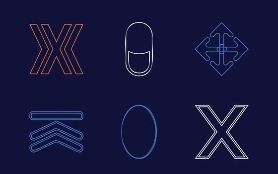 Collection of Y2K elements. Trendy geometric postmodern figures. Flat minimalist icons.