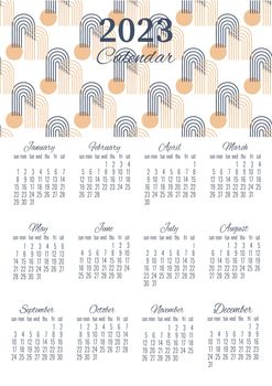 calendar layout for 2023 geometric shapes vertical