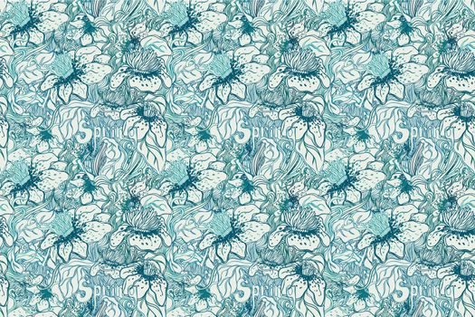 Seamless vintage baroque pattern for retro wallpapers. Enchanted Vintage Flowers. William Morris, Arts and Crafts movement inspired. Design for wrapping paper, wallpaper, fabrics