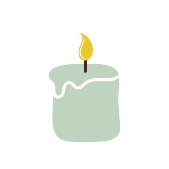 Burning aromatic candle on a white background
