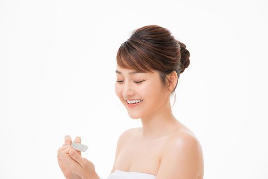 Young attractive asian woman beauty image, Care for nail