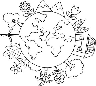 Love Earth Isolated Coloring Page for Kids