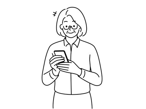 Modern mature grandmother using cellphone