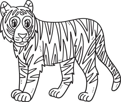 Mother Tiger Isolated Coloring Page for Kids