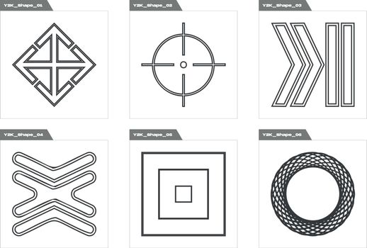 Brutalism shapes. Big collection of abstract graphic geometric symbols. Modern abstract forms.