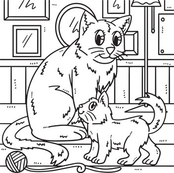 Mother Cat and Kitten Coloring Page for Kids