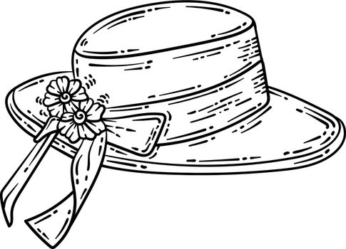 Sun Hat Spring Coloring Page for Adults
