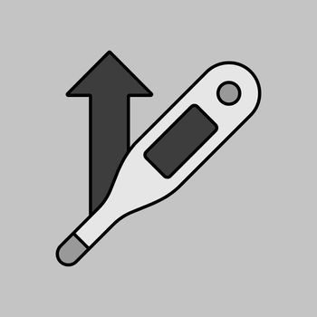 Increased temperature with thermometer vector icon