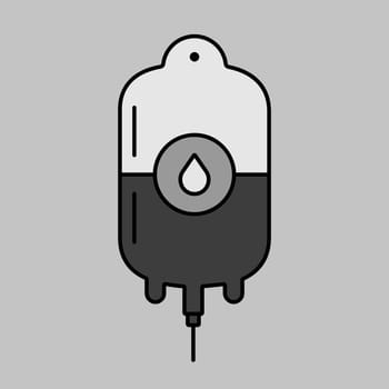 Blood bag vector grayscale icon. Medical sign
