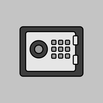 Bank safe outline grayscale icon. Finances sign