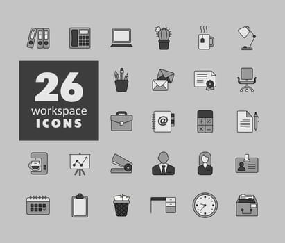 Workspace outline grayscale icon. Workspace sign