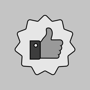 Thumbs up grayscale icon. Vector like sign