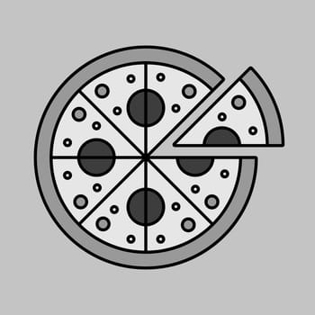 Pizza vector grayscale icon. Fast food sign