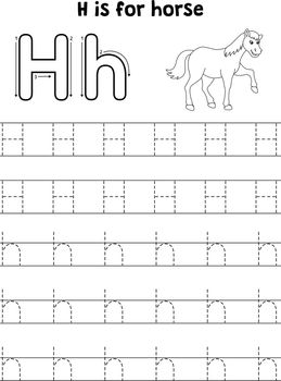 Walking Horse Animal Tracing Letter ABC Coloring H