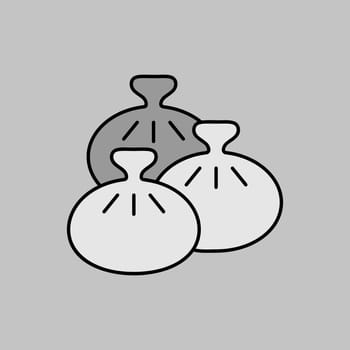 Khinkali vector grayscale icon. Fast food sign