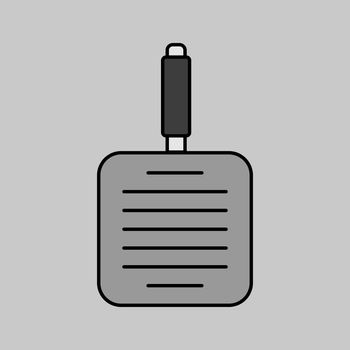 Grill pan vector grayscale icon. Kitchen appliance