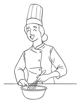 Chef Isolated Coloring Page for Kids