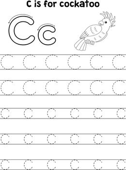 Cockatoo Animal Tracing Letter ABC Coloring C