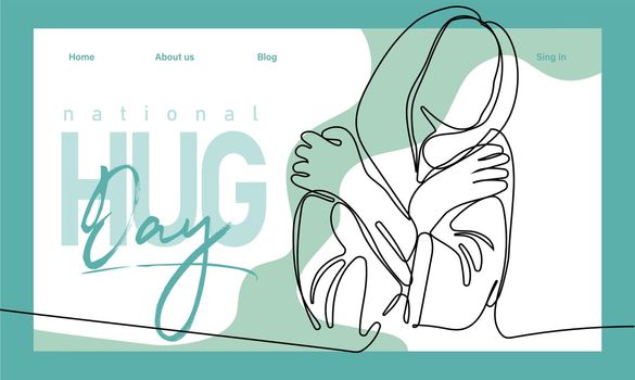 Web banner with a concept hug day and happy family relationship.