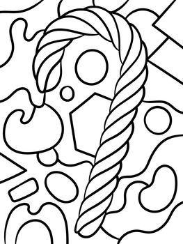 Candy Cane Sweet Food Coloring Page for Kids