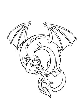 Knight Dragon Isolated Coloring Page for Kids