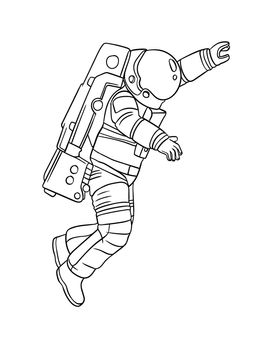 Astronaut Isolated Coloring Page for Kids