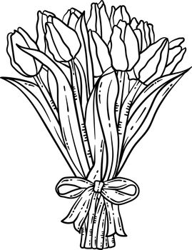 Tulip Flower Spring Coloring Page for Adults