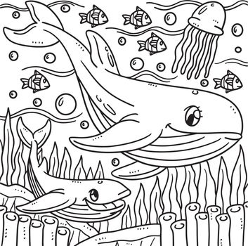 Mother Whale Sharks and Baby Whale Sharks Coloring
