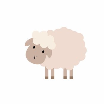 Cute sheep in cartoon style. Children's illustration of a sheep. Vector pet.