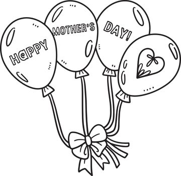 Happy Mothers Day Balloons Isolated Coloring Page