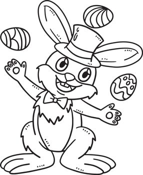 Bunny Juggling Easter Eggs Isolated Coloring Page