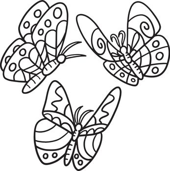 Butterflies Isolated Coloring Page for Kids