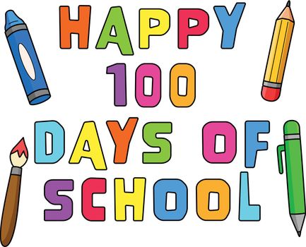 100th Day Of School Text Book Cartoon Clipart
