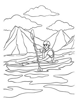Kayak Coloring Page for Kids