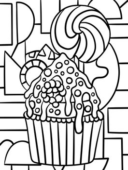 Muffin With Candy Sweet Food Coloring Page