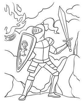 Knight in a Fighting Pose Coloring Page for Kids