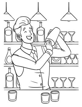 Bartender Coloring Page for Kids