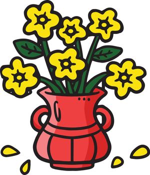 Flower Vase Cartoon Colored Clipart Illustration