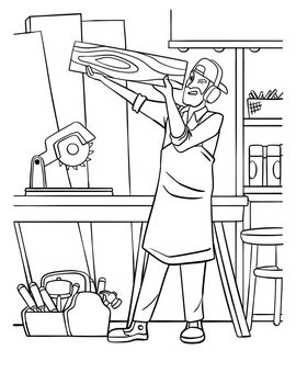 Carpenter Coloring Page for Kids