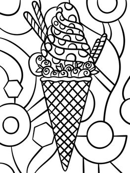 Ice Cream In Cone Sweet Food Coloring Page