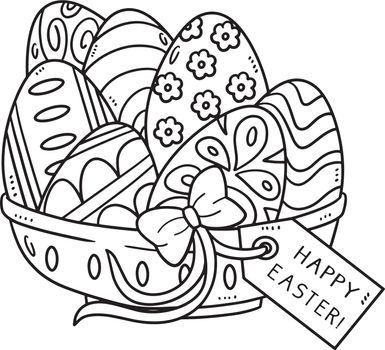 Happy Easter Egg Basket Isolated Coloring Page