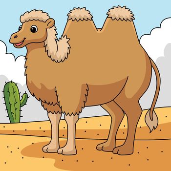 Bactrian Camel Animal Colored Cartoon