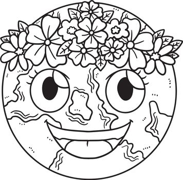 Earth Day with Flower Crown Isolated Coloring Page