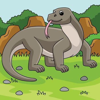 Komodo Dragon Animal Colored Cartoon Illustration