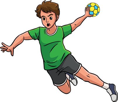 Handball Sports Cartoon Colored Clipart