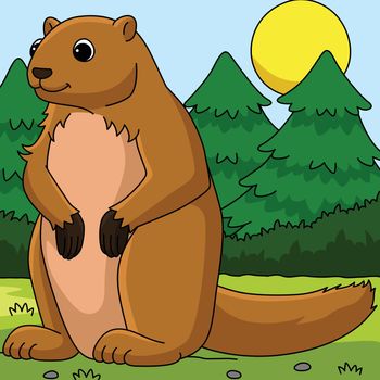 Marmot Animal Colored Cartoon Illustration