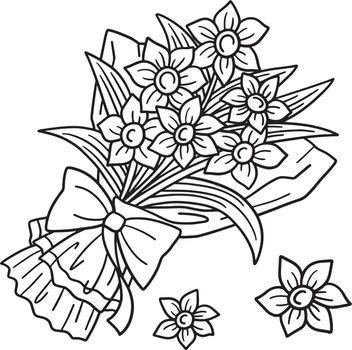 Spring Flower Bouquet Isolated Coloring Page